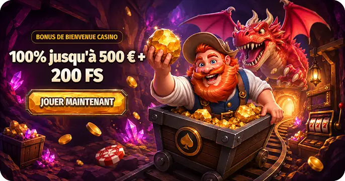 Dragonia Casino bonus de bienvenue 100% jusqu'a €500 + 200 FS